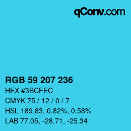 カラーコード: RGB 59 207 236 | qconv.com