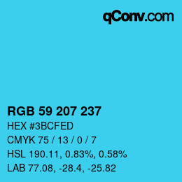 颜色代码: RGB 59 207 237 | qconv.com