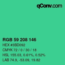 Color code: RGB 59 208 146 | qconv.com