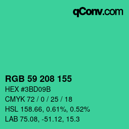 Color code: RGB 59 208 155 | qconv.com