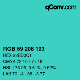 颜色代码: RGB 59 208 193 | qconv.com