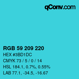 Color code: RGB 59 209 220 | qconv.com