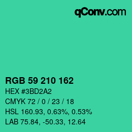 Color code: RGB 59 210 162 | qconv.com