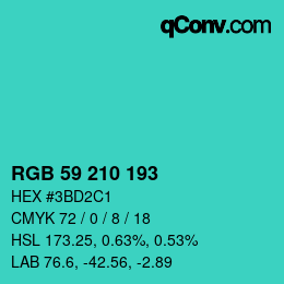 Farbcode: RGB 59 210 193 | qconv.com