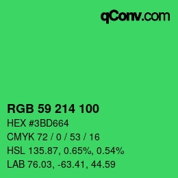 Color code: RGB 59 214 100 | qconv.com