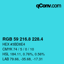 カラーコード: RGB 59 216.8 228.4 | qconv.com