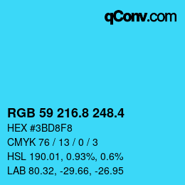 カラーコード: RGB 59 216.8 248.4 | qconv.com