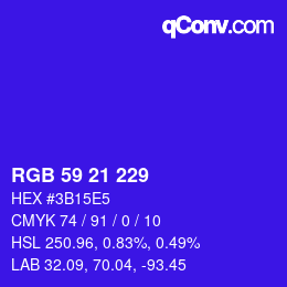 Farbcode: RGB 59 21 229 | qconv.com