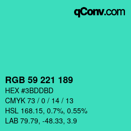 Farbcode: RGB 59 221 189 | qconv.com