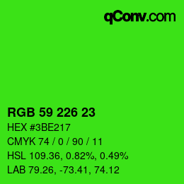 Farbcode: RGB 59 226 23 | qconv.com
