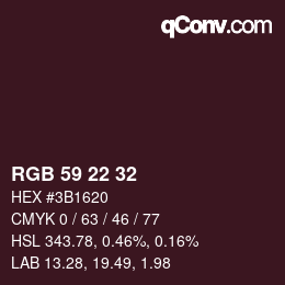 Color code: RGB 59 22 32 | qconv.com