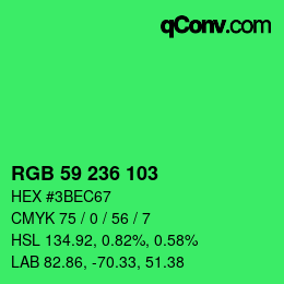 Color code: RGB 59 236 103 | qconv.com