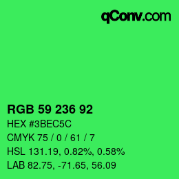カラーコード: RGB 59 236 92 | qconv.com