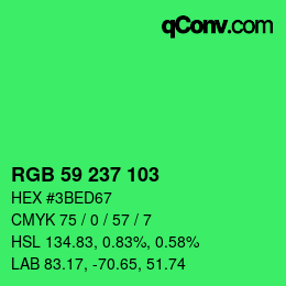 Color code: RGB 59 237 103 | qconv.com