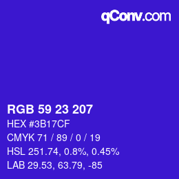 Color code: RGB 59 23 207 | qconv.com