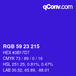 Color code: RGB 59 23 215 | qconv.com