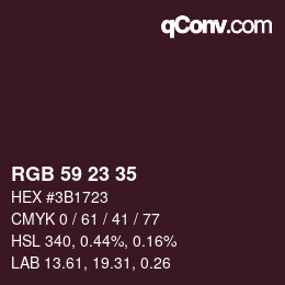 颜色代码: RGB 59 23 35 | qconv.com
