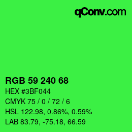 Color code: RGB 59 240 68 | qconv.com