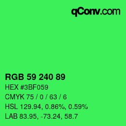 Color code: RGB 59 240 89 | qconv.com