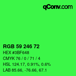 Color code: RGB 59 246 72 | qconv.com