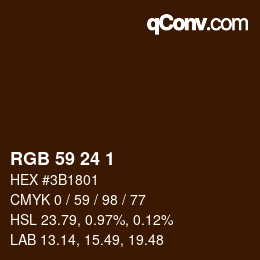 Color code: RGB 59 24 1 | qconv.com