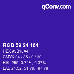 Color code: RGB 59 24 164 | qconv.com