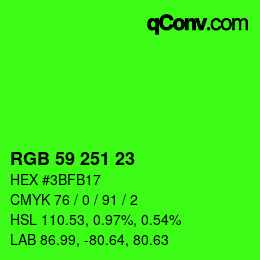Color code: RGB 59 251 23 | qconv.com