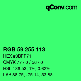 カラーコード: RGB 59 255 113 | qconv.com