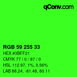 Color code: RGB 59 255 33 | qconv.com