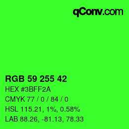 Color code: RGB 59 255 42 | qconv.com