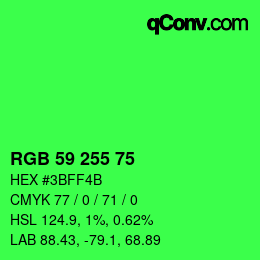 Color code: RGB 59 255 75 | qconv.com