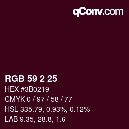 Color code: RGB 59 2 25 | qconv.com