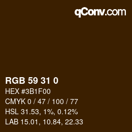 Color code: RGB 59 31 0 | qconv.com
