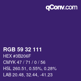 Color code: RGB 59 32 111 | qconv.com