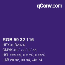 Farbcode: RGB 59 32 116 | qconv.com