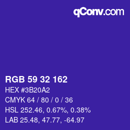 Color code: RGB 59 32 162 | qconv.com