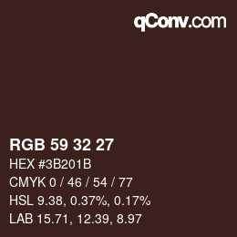 颜色代码: RGB 59 32 27 | qconv.com