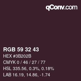 カラーコード: RGB 59 32 43 | qconv.com