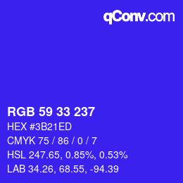 Color code: RGB 59 33 237 | qconv.com