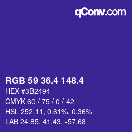カラーコード: RGB 59 36.4 148.4 | qconv.com