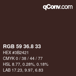 Color code: RGB 59 36.8 33 | qconv.com