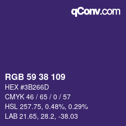 Farbcode: RGB 59 38 109 | qconv.com