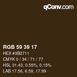 Farbcode: RGB 59 39 17 | qconv.com
