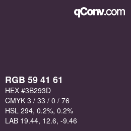 Color code: RGB 59 41 61 | qconv.com