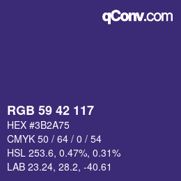 カラーコード: RGB 59 42 117 | qconv.com