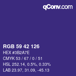 颜色代码: RGB 59 42 126 | qconv.com