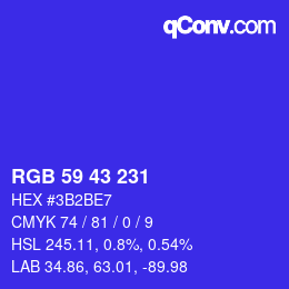 Color code: RGB 59 43 231 | qconv.com