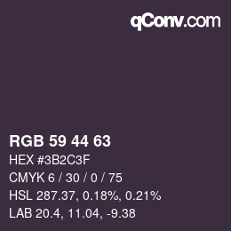 カラーコード: RGB 59 44 63 | qconv.com