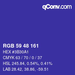 Farbcode: RGB 59 48 161 | qconv.com