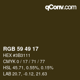 Farbcode: RGB 59 49 17 | qconv.com